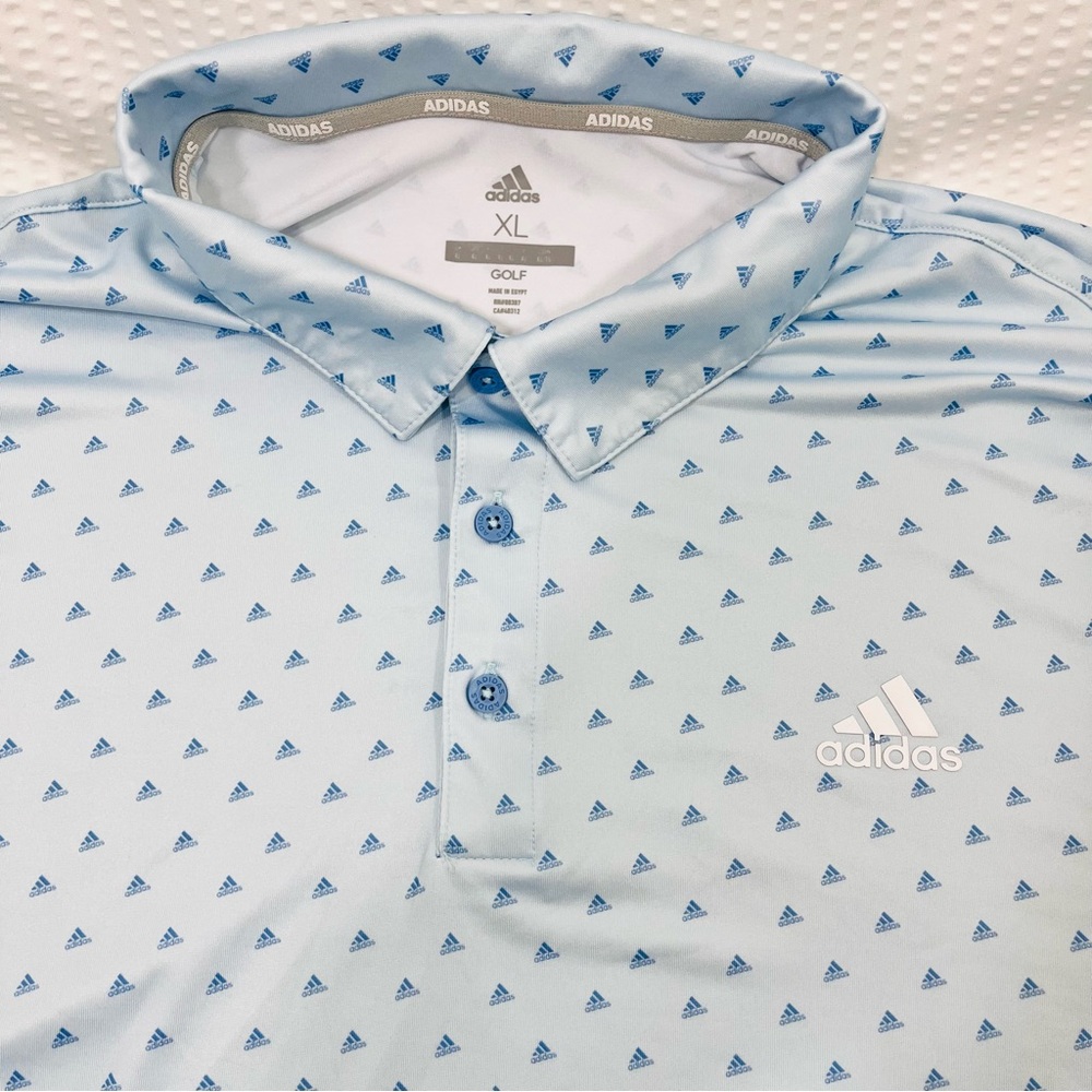 Adidas Men's XL Polo Golf Shirt Adi-Print All Over Lightweight performance